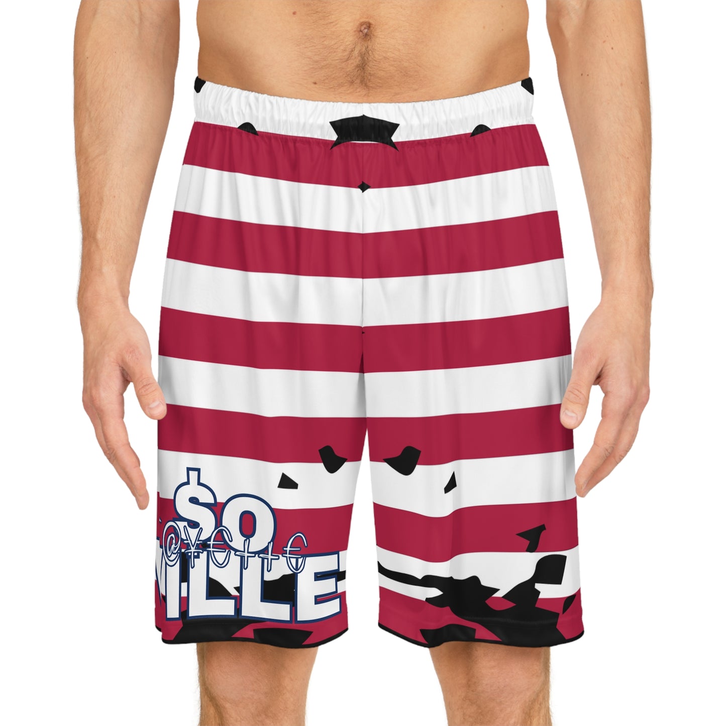 Patriotic $o FayetteVILLE Basketball Shorts - Striped Design for Sports & Casual Wear