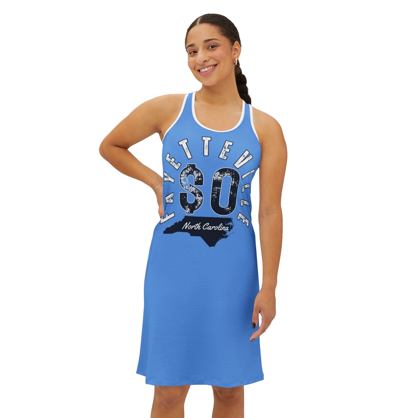 $o Fayetteville SO Blue Women's Racerback Dress - Casual Summer Style