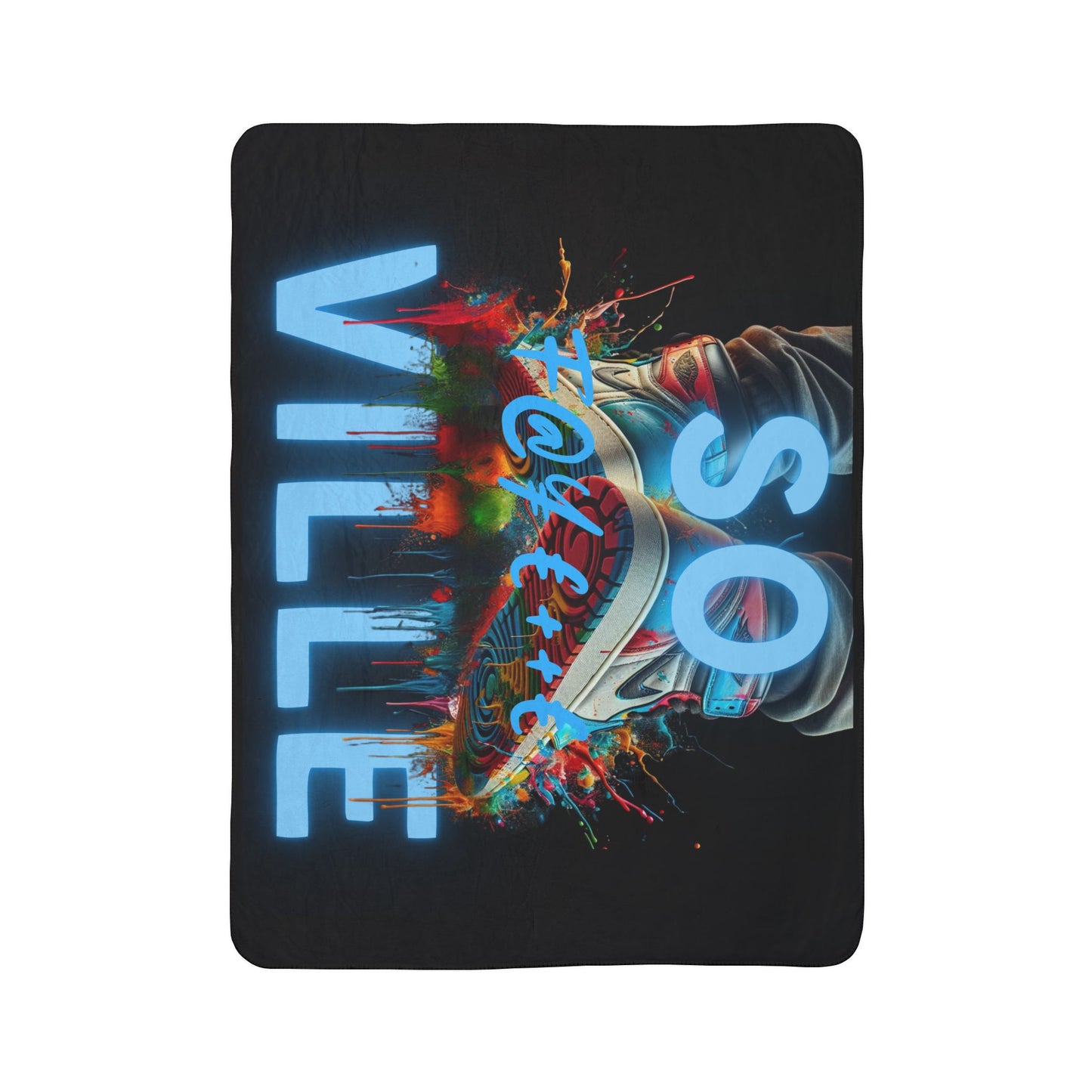 So F@YETTE Ville Fleece Sherpa Blanket - Vibrant Street Art Design for Cozy Home Decor