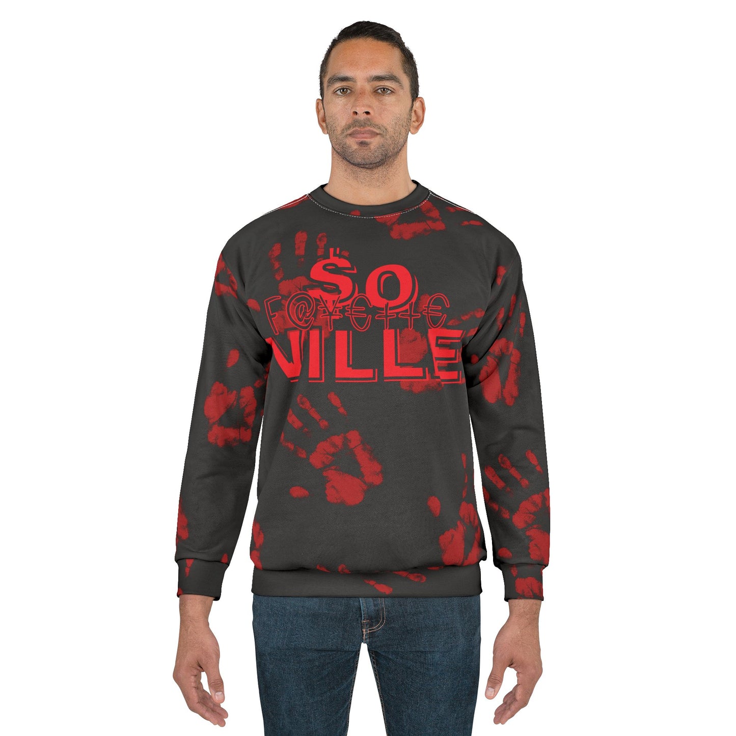 Feelin' Myself Edgy Unisex Sweatshirt | 'SO VILLED' Design with Red Handprints