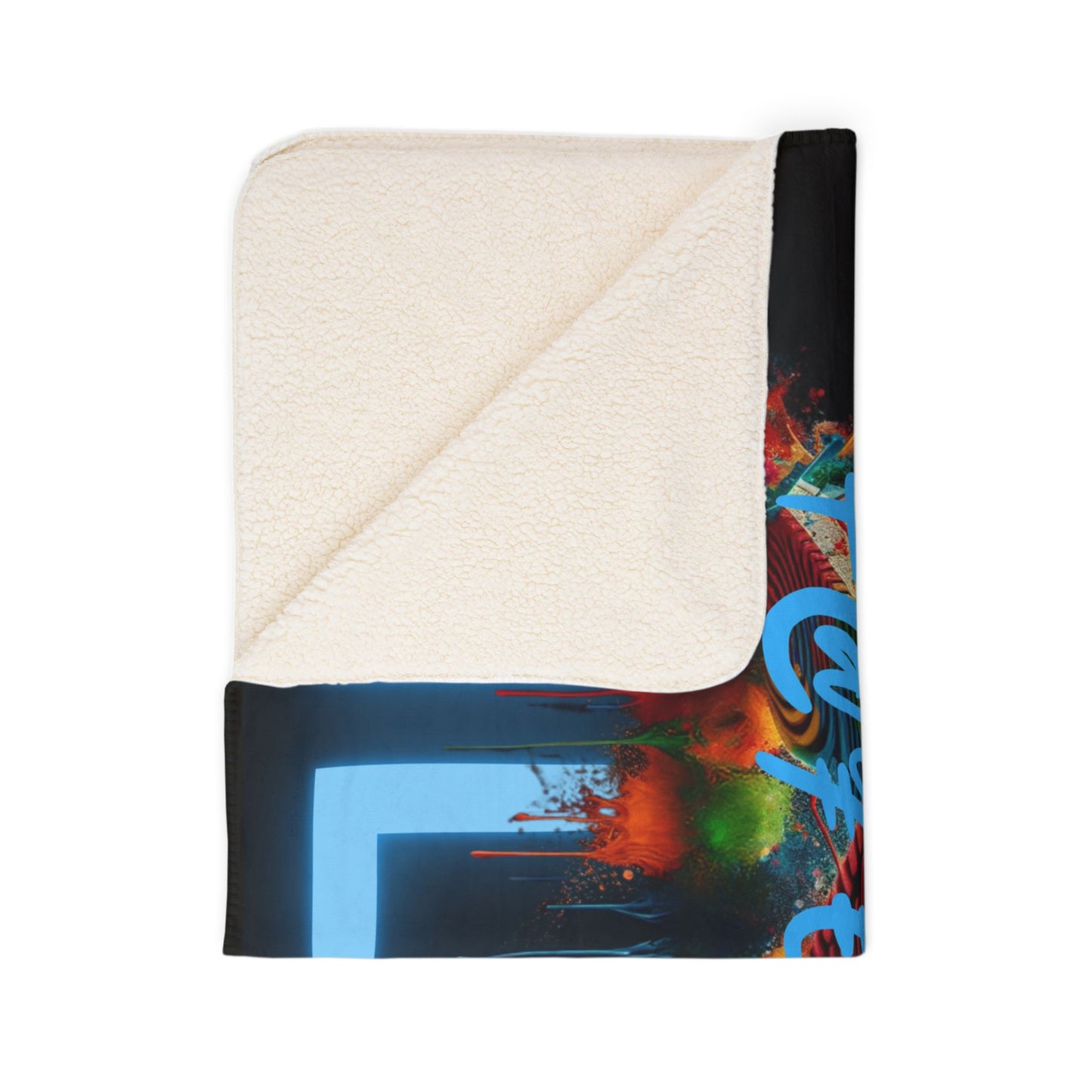 So F@YETTE Ville Fleece Sherpa Blanket - Vibrant Street Art Design for Cozy Home Decor