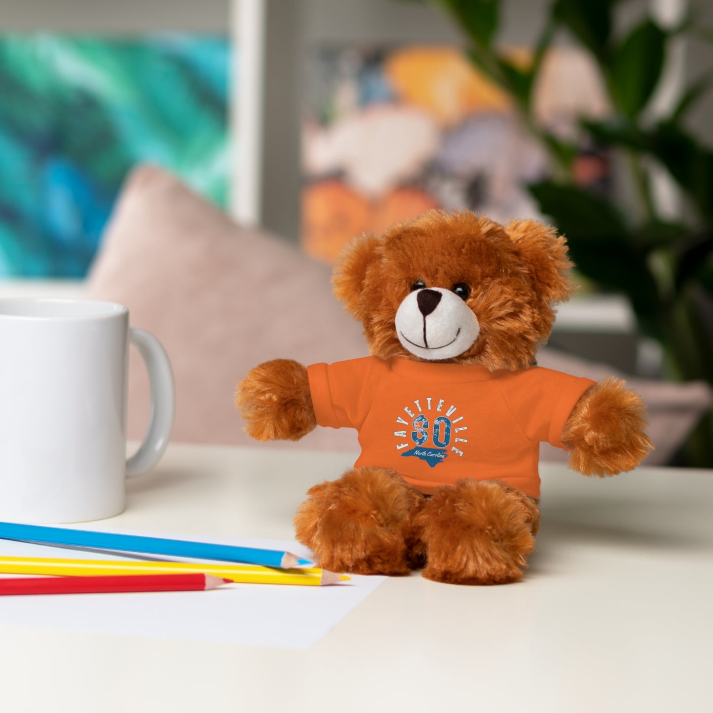 $o Fayetteville Personalized Stuffed Bear with T-Shirt – Perfect Gift for Kids and Celebrations