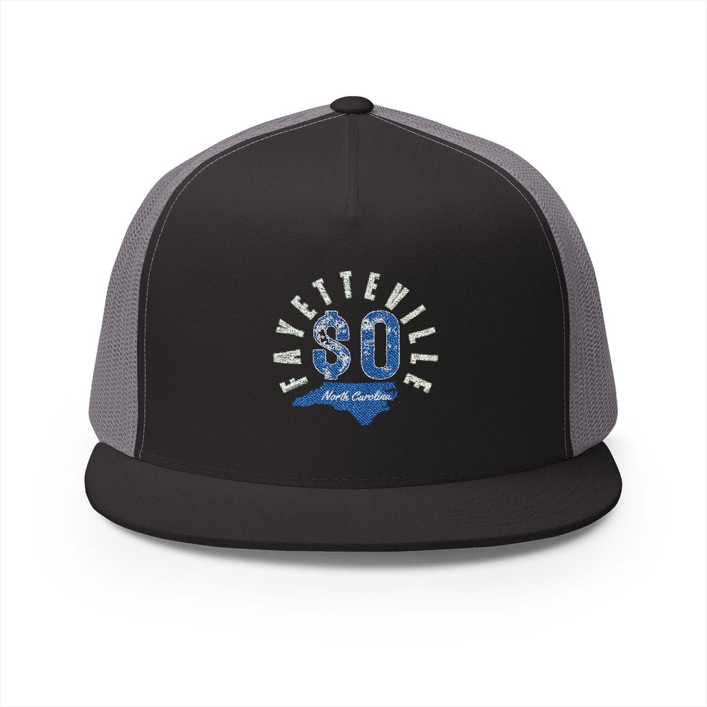 $o Fayetteville Embroidered 5 Panel Trucker Cap - Stylish North Carolina Headwear