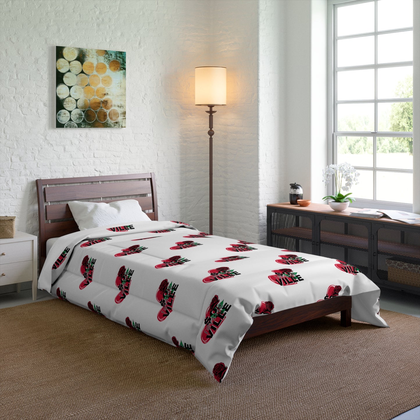 Love $o F@yetteVille Comforter | Cozy Floral Heart Design for Romantic Decor