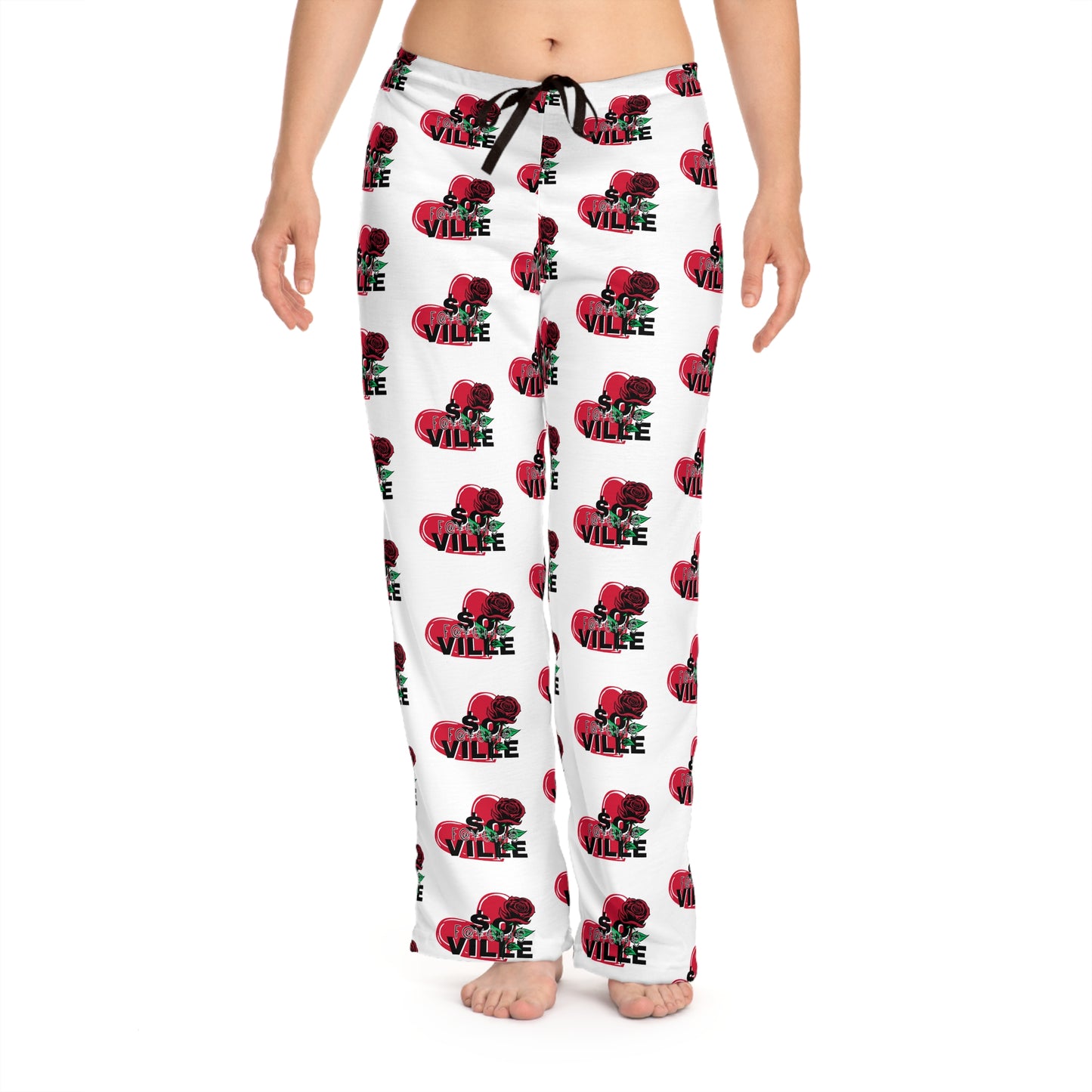 Cozy Women's So Fayetteville Pajama Pants with Fun Red Rose Design