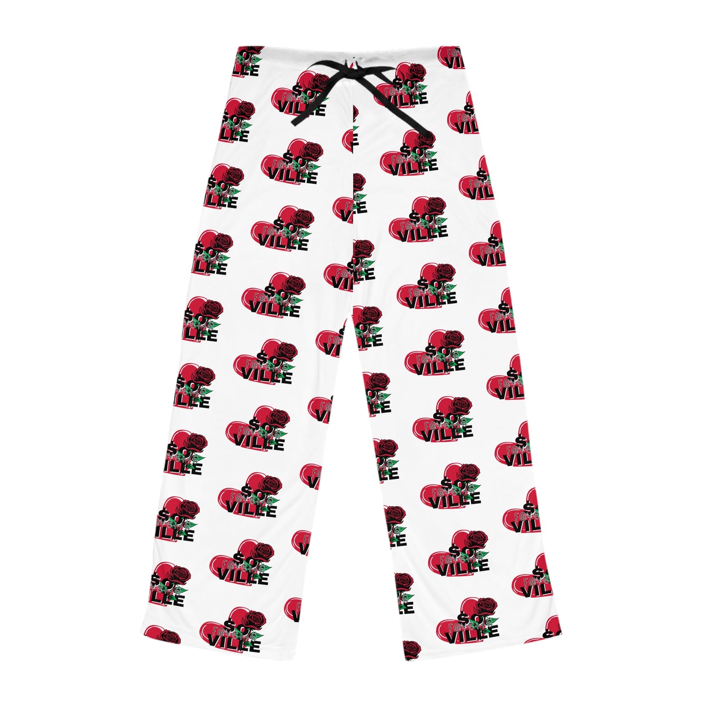 Cozy Women's So Fayetteville Pajama Pants with Fun Red Rose Design