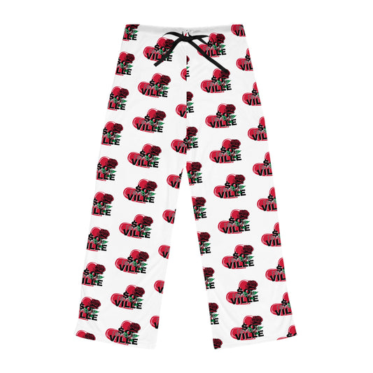 Cozy Women's So Fayetteville Pajama Pants with Fun Red Rose Design