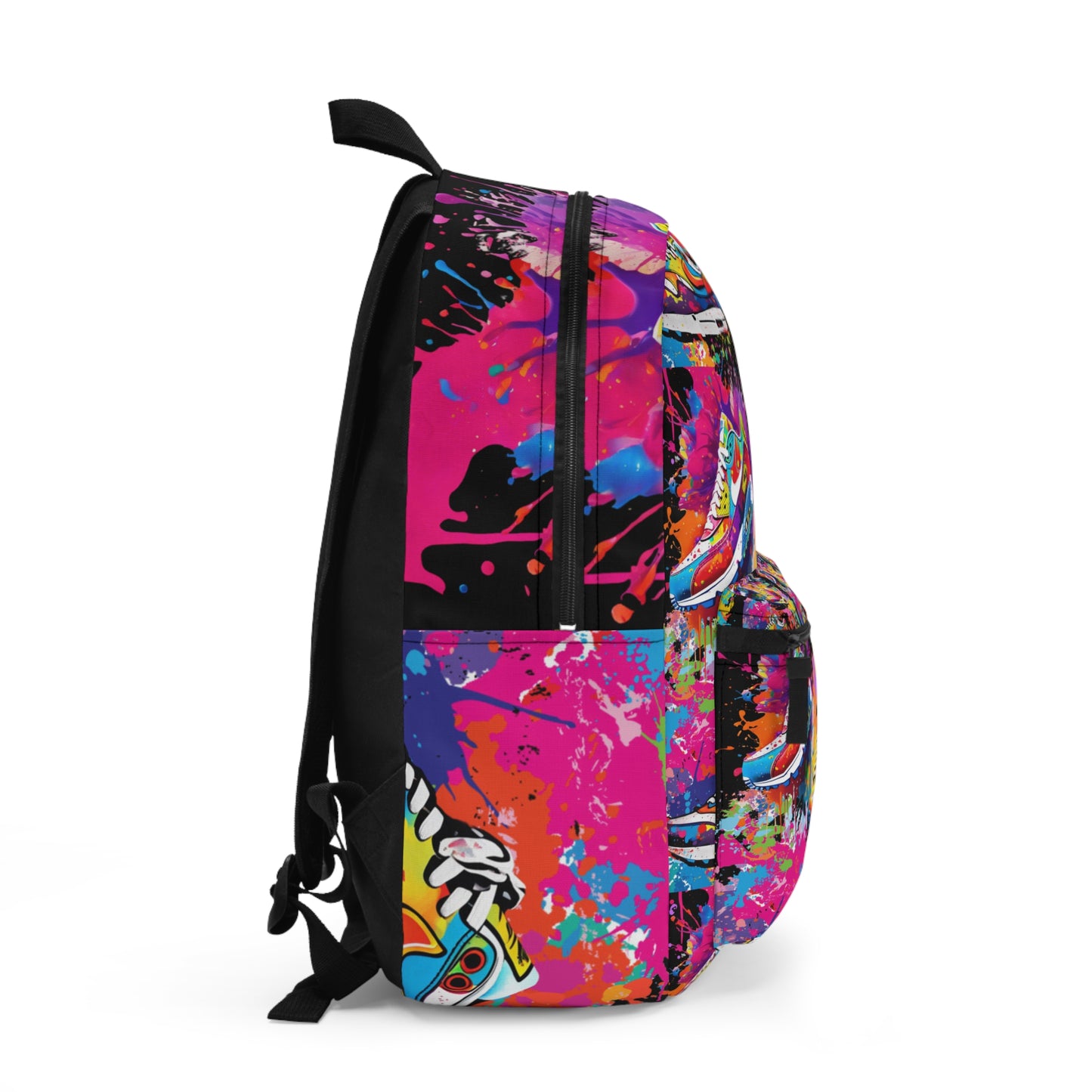 Vibrant Sneaker Art Backpack - Colorful Graffiti Backpack for Sneakerheads