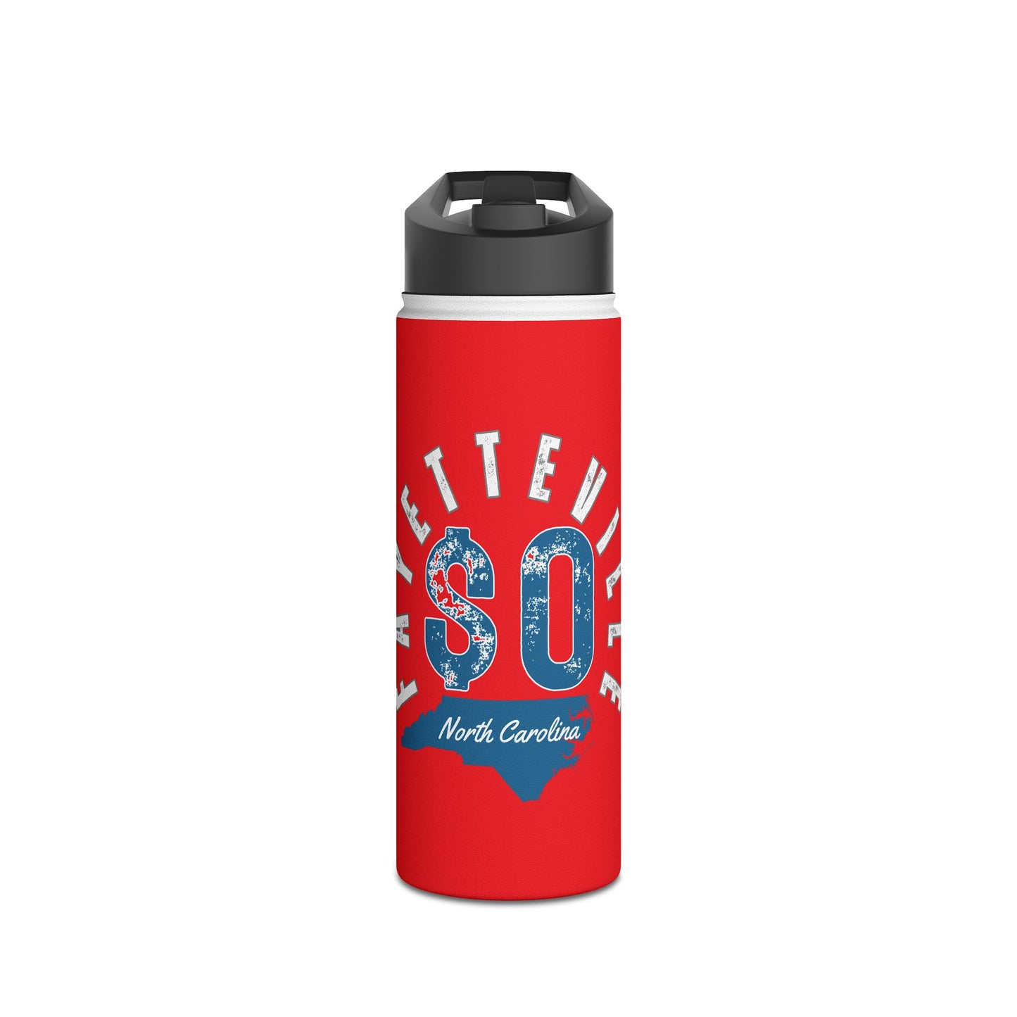 Fayetteville, NC Stainless Steel Water Bottle - Bold Red Design