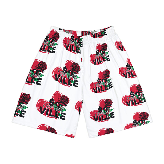 Stylish Men’s Sports Shorts with Floral Heart Design