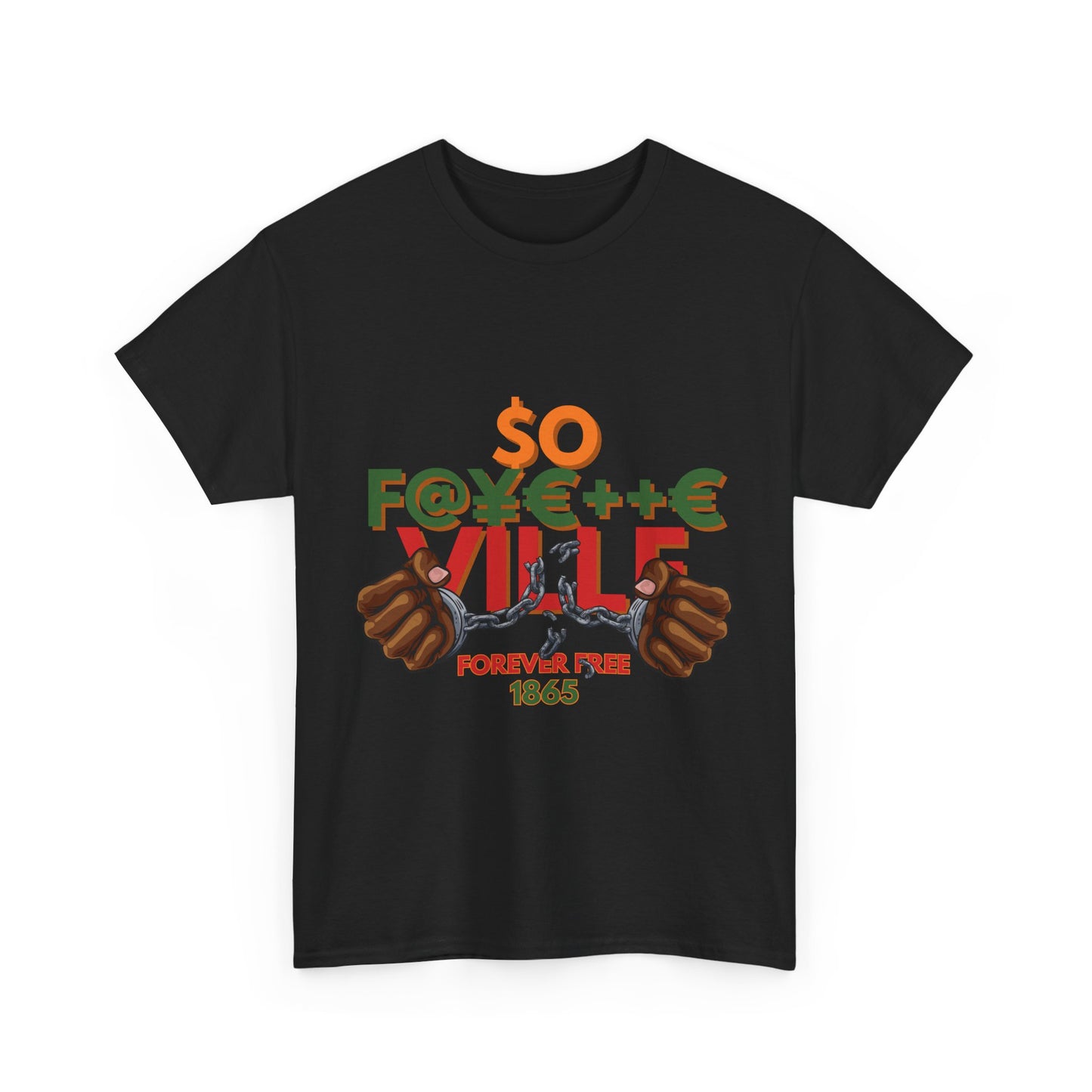 Pan African No Border So Fayette Ville Unisex Heavy Cotton Tee - Juneteenth 1865 Empowering Graphic T-Shirt
