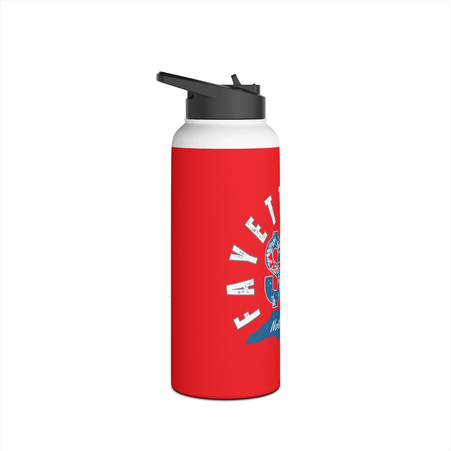 Fayetteville, NC Stainless Steel Water Bottle - Bold Red Design