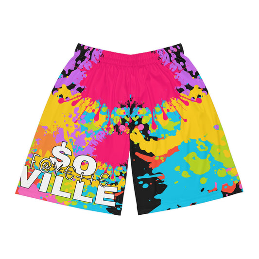 $o F@yetteVILLE Colorful Splash Basketball Shorts - Trendy Athletic Wear for Sports Enthusiasts