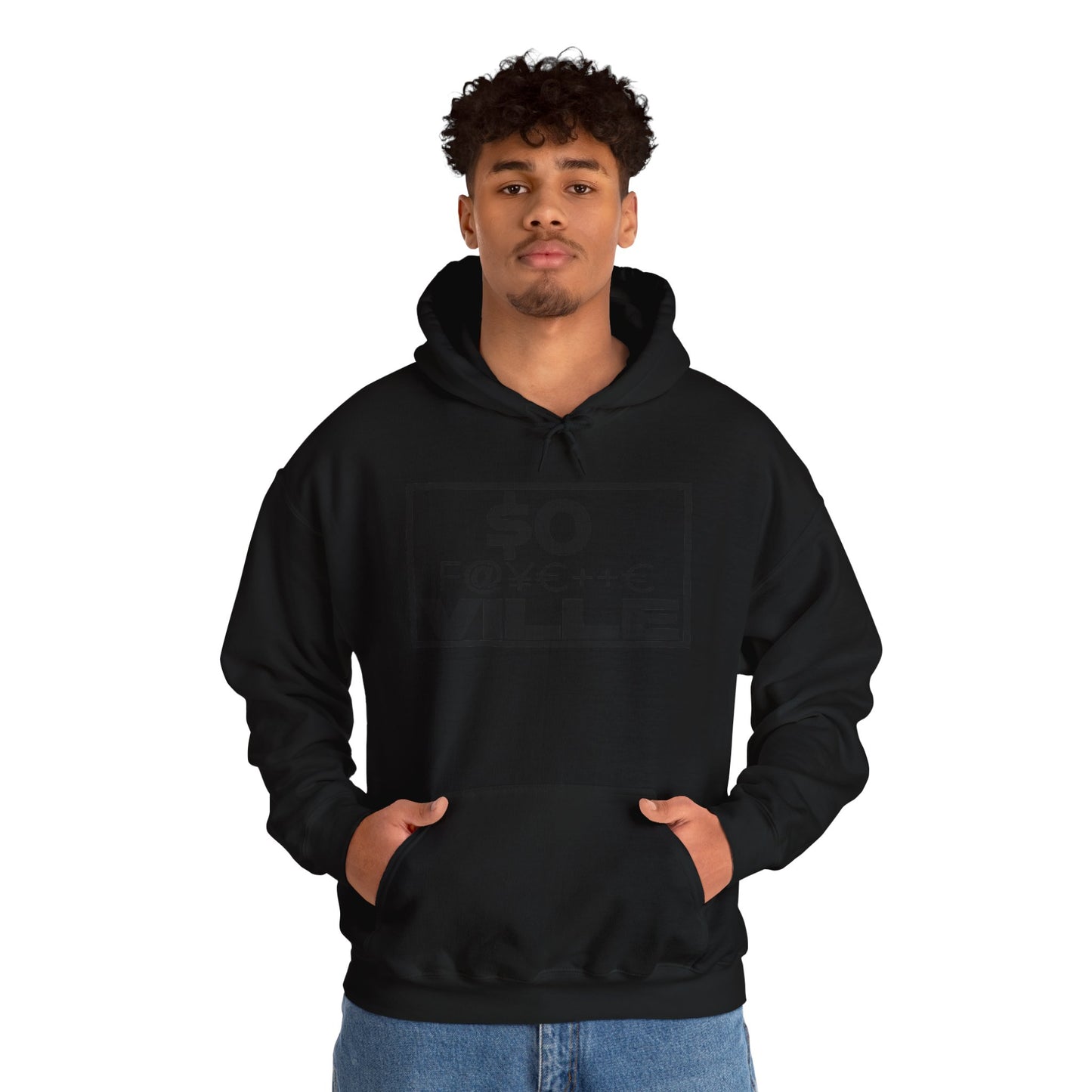 Black on Black $o F@yetteVILLE Unisex Heavy Blend™ Hooded Sweatshirt