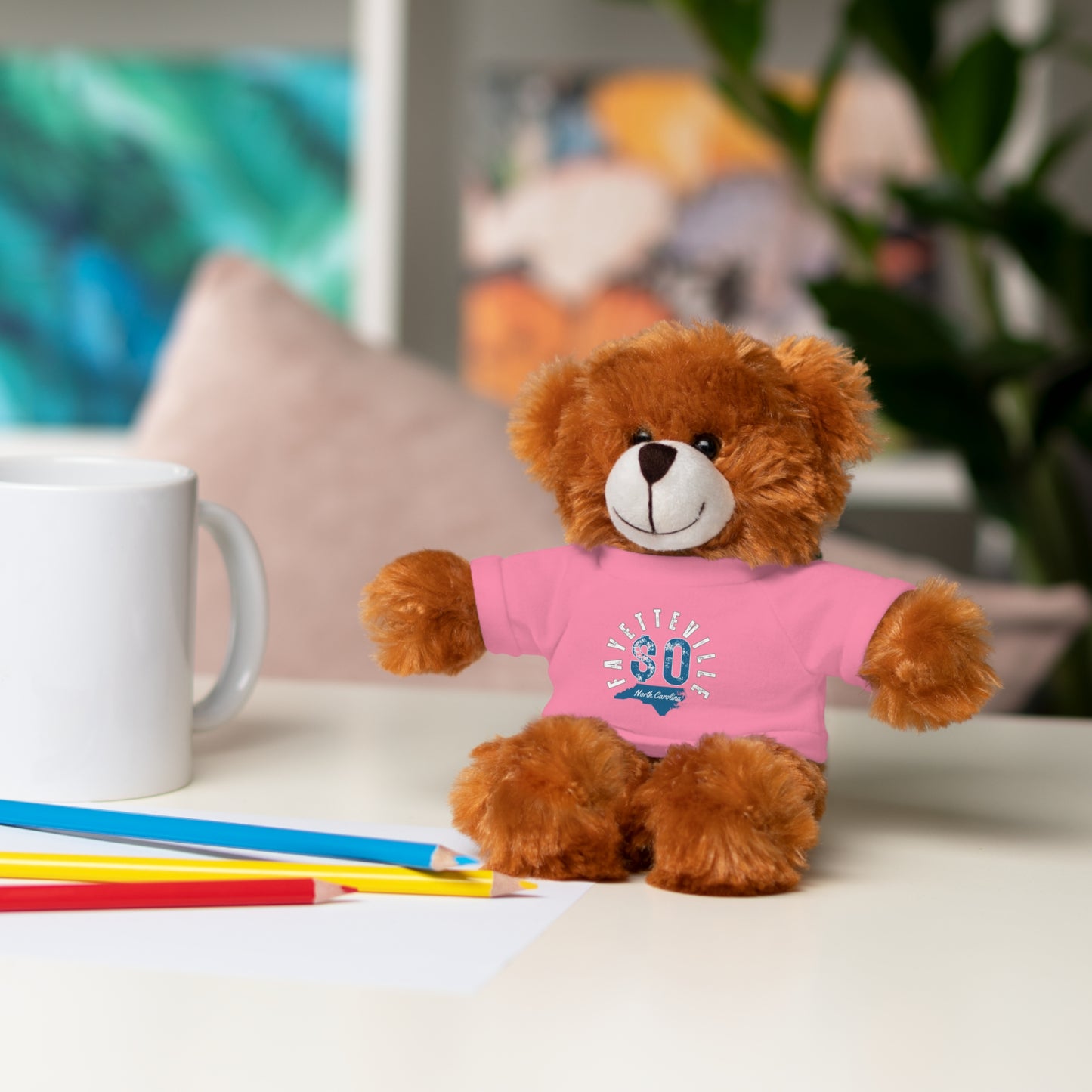 $o Fayetteville Personalized Stuffed Bear with T-Shirt – Perfect Gift for Kids and Celebrations