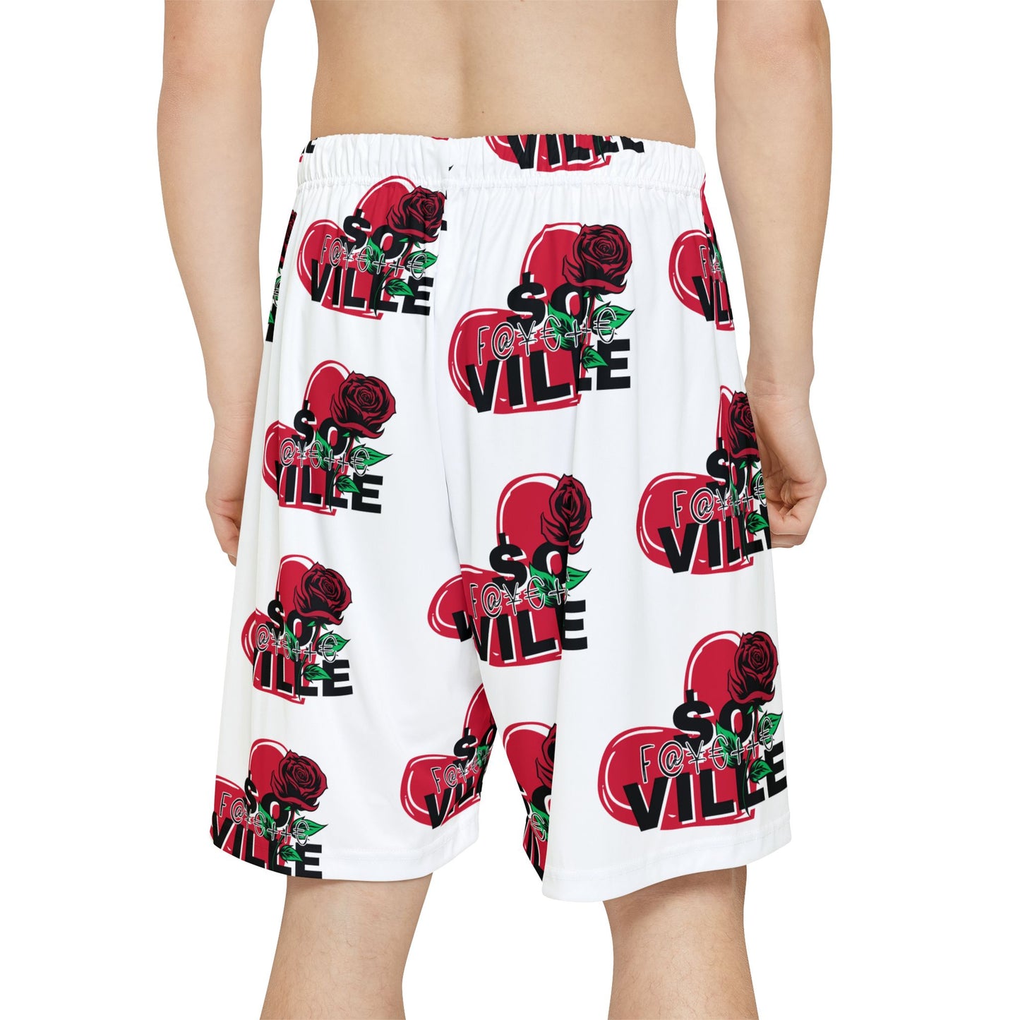 Stylish Men’s Sports Shorts with Floral Heart Design