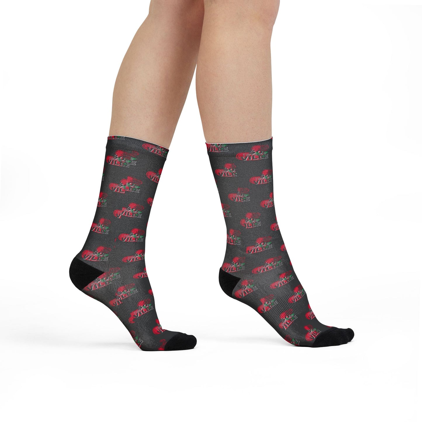 Vibe Check Sublimation Crew Socks - Stylish Floral Design for Everyday Comfort