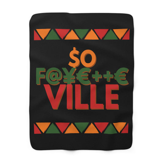 Pan-African Cozy Sherpa Fleece Blanket - Vibrant '$O F@y€++€VILLE Design
