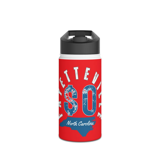 Fayetteville, NC Stainless Steel Water Bottle - Bold Red Design