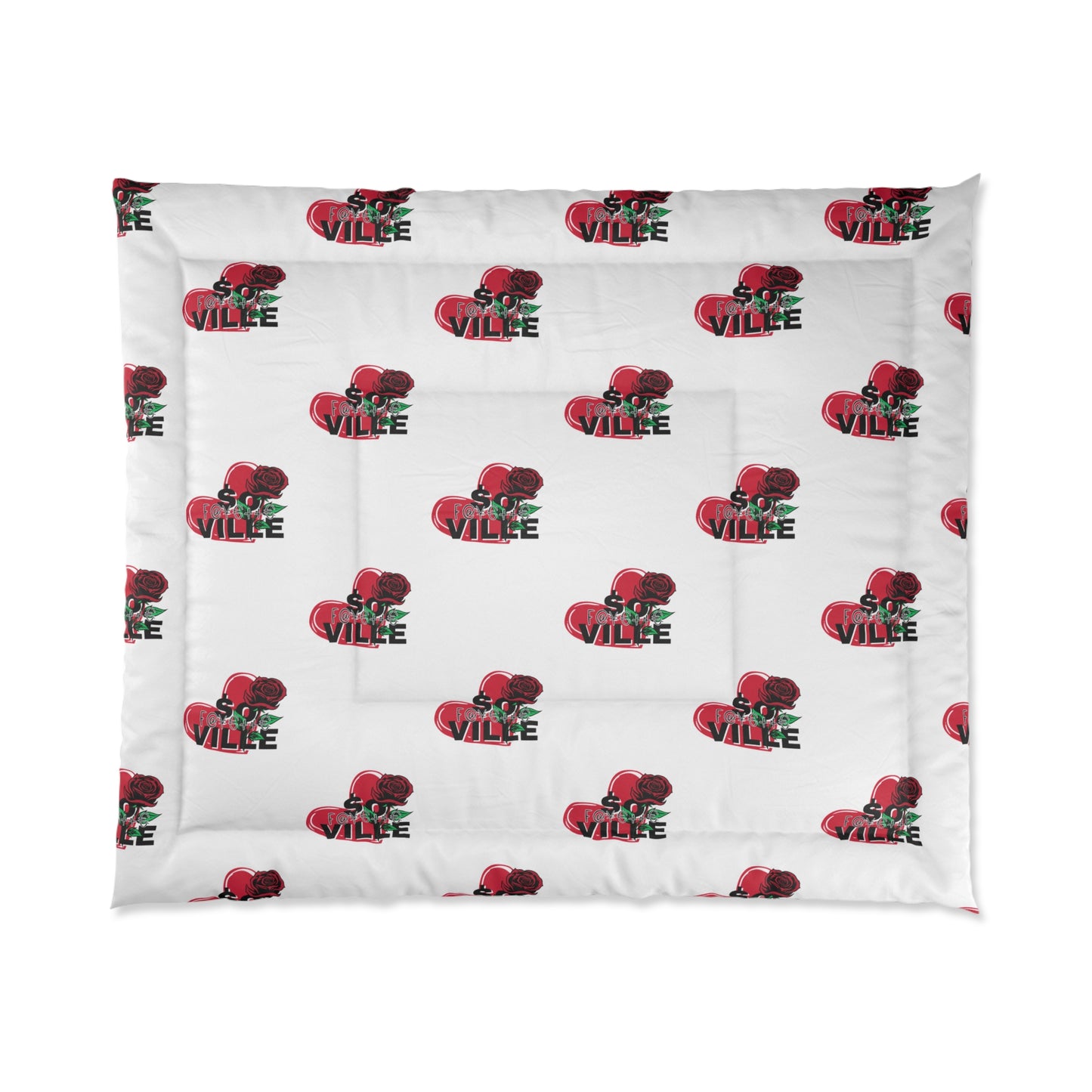Love $o F@yetteVille Comforter | Cozy Floral Heart Design for Romantic Decor