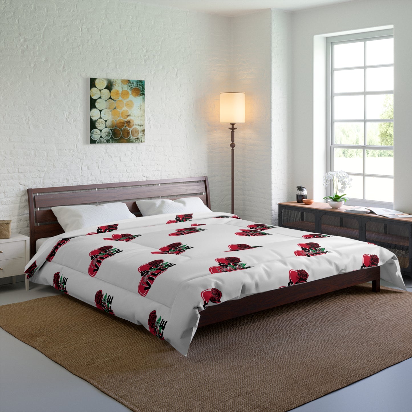 Love $o F@yetteVille Comforter | Cozy Floral Heart Design for Romantic Decor