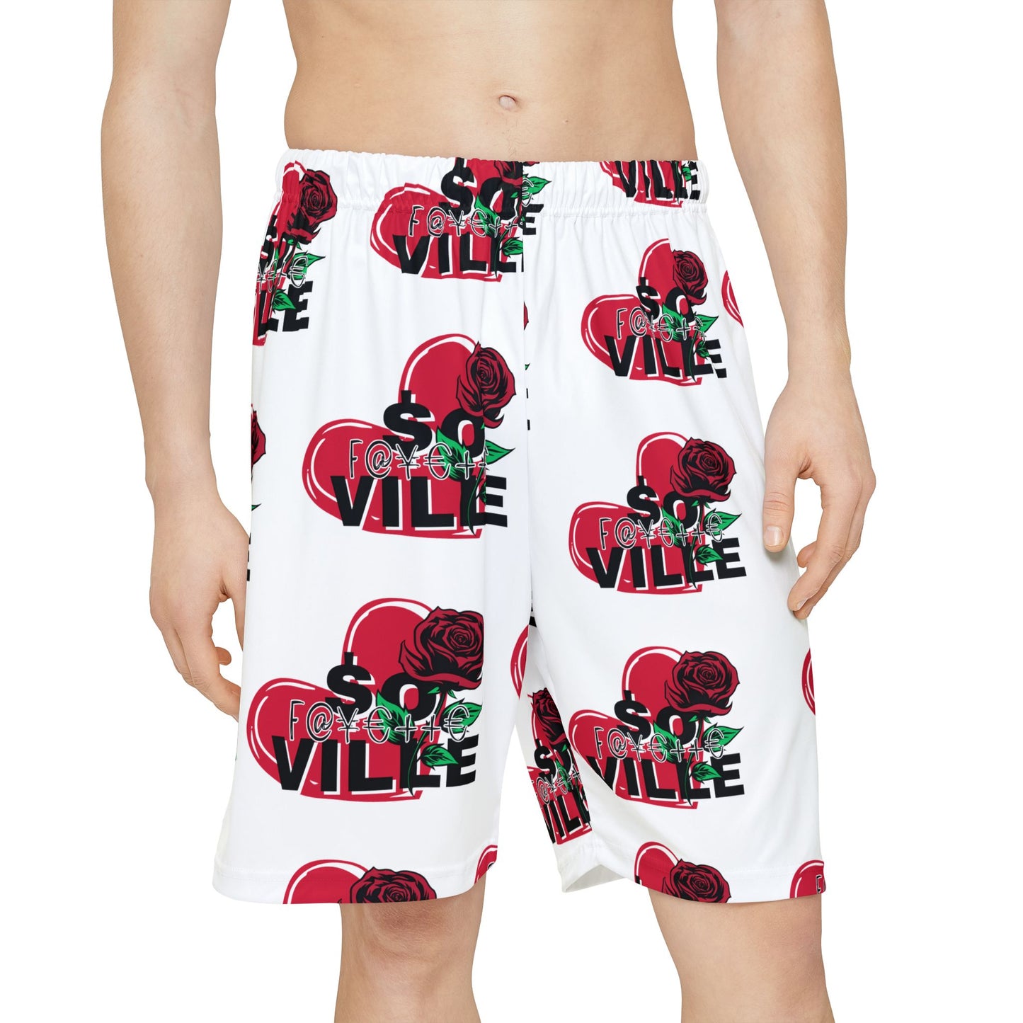 Stylish Men’s Sports Shorts with Floral Heart Design