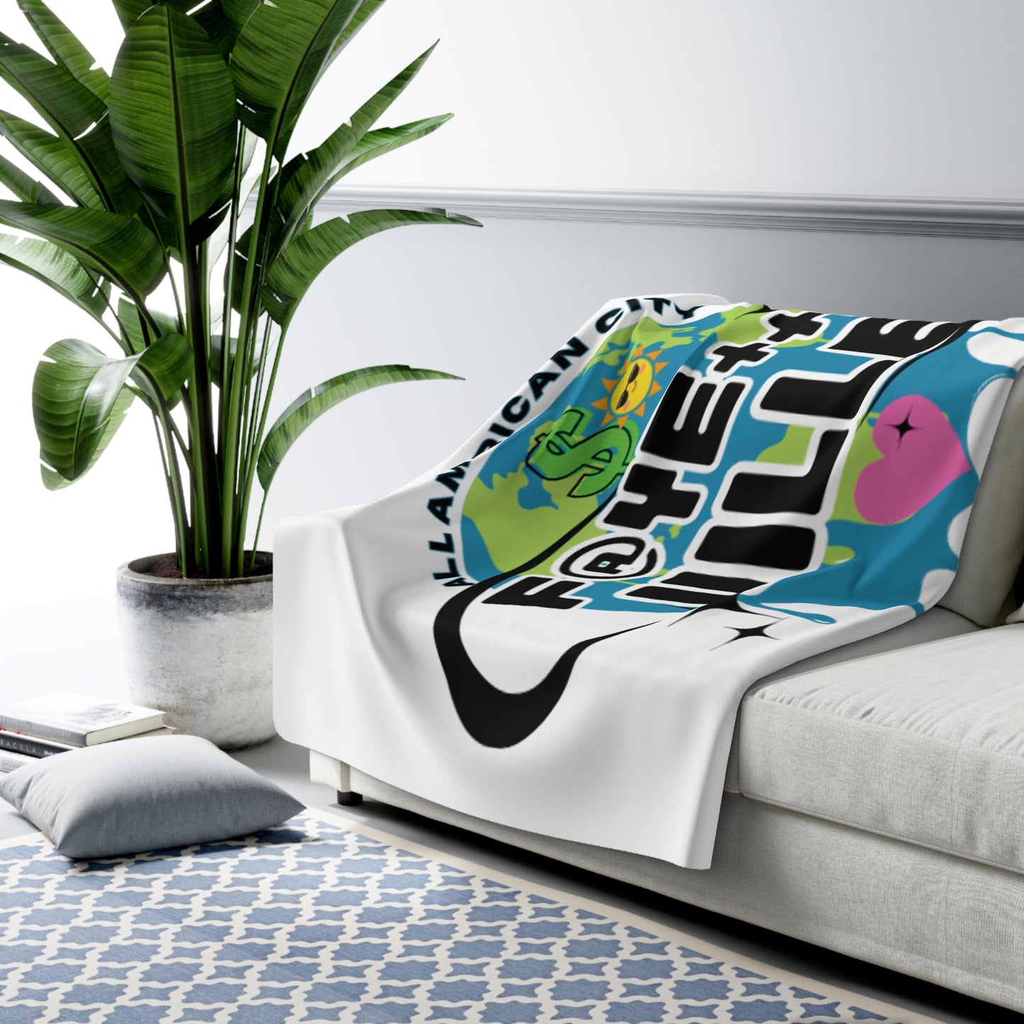 $o Fayetteville Sherpa Fleece Blanket - Cozy All-American City Design