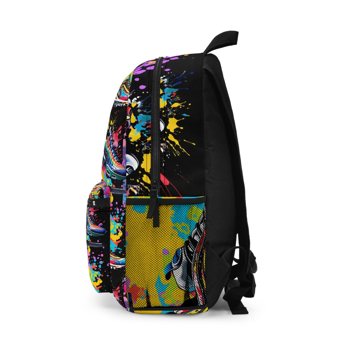 Vibrant Sneaker Art Backpack - Colorful Graffiti Backpack for Sneakerheads