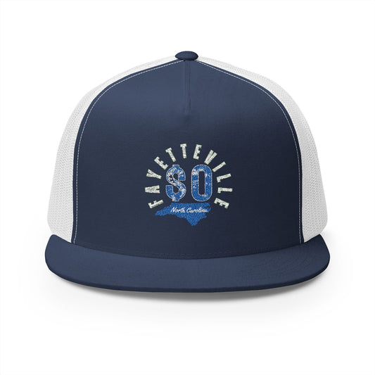$o Fayetteville Embroidered 5 Panel Trucker Cap - Stylish North Carolina Headwear