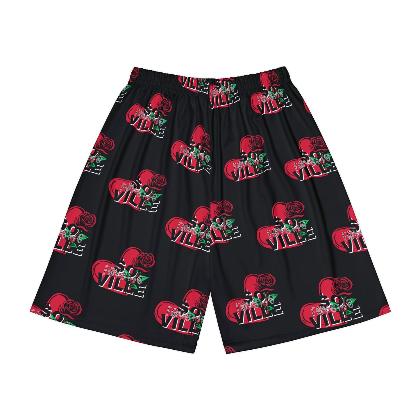 Men’s Sports Shorts with Heart and Rose Print - Perfect for Gym & Casual Wear
