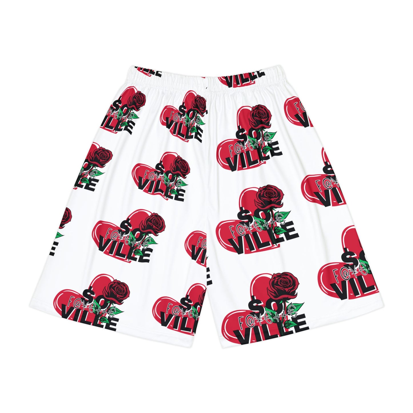 Stylish Men’s Sports Shorts with Floral Heart Design