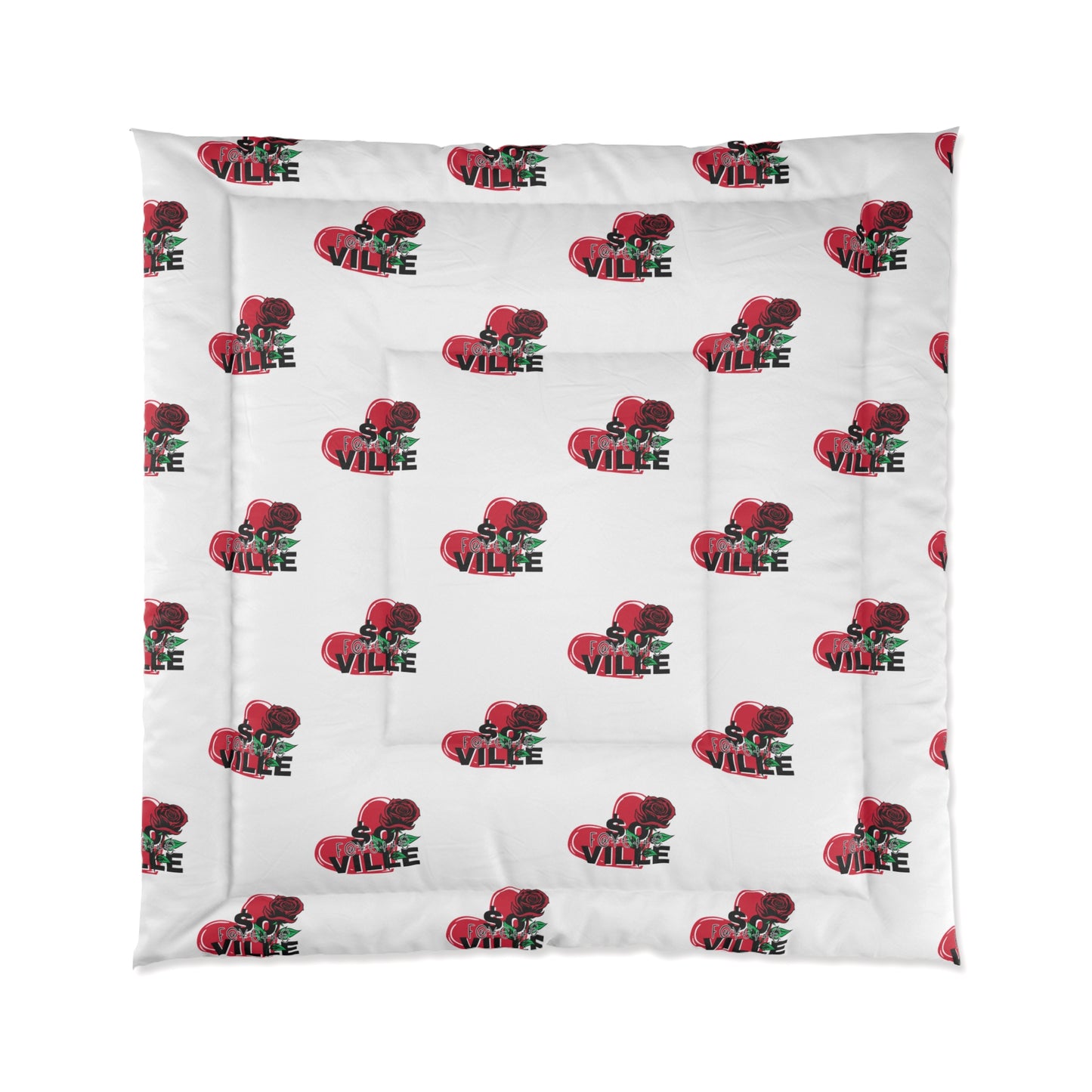 Love $o F@yetteVille Comforter | Cozy Floral Heart Design for Romantic Decor