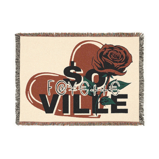 Fayetteville Woven Blanket - Cozy Rose Heart Design for Home Decor