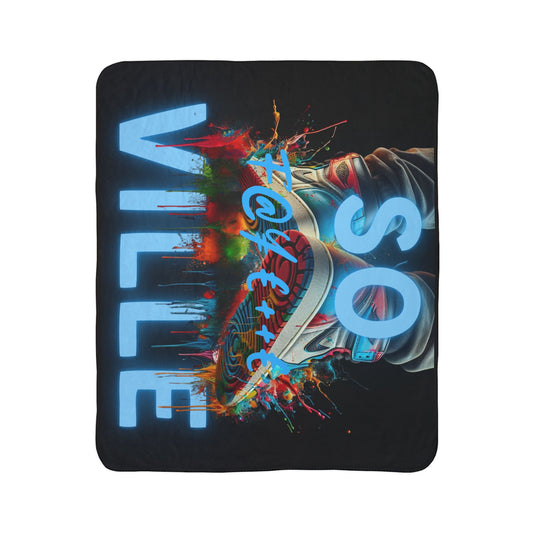 So F@YETTE Ville Fleece Sherpa Blanket - Vibrant Street Art Design for Cozy Home Decor