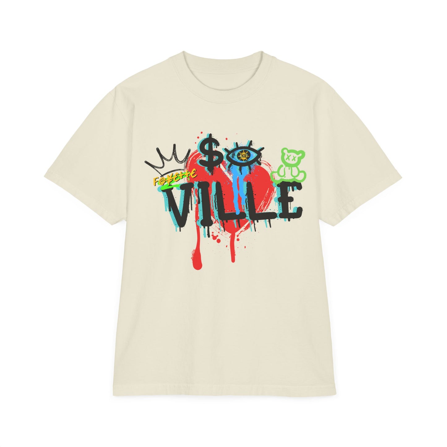 $o F@yetteVILLE Vibrant Art-Inspired Unisex T-Shirt - 'Forgive Ville' Design