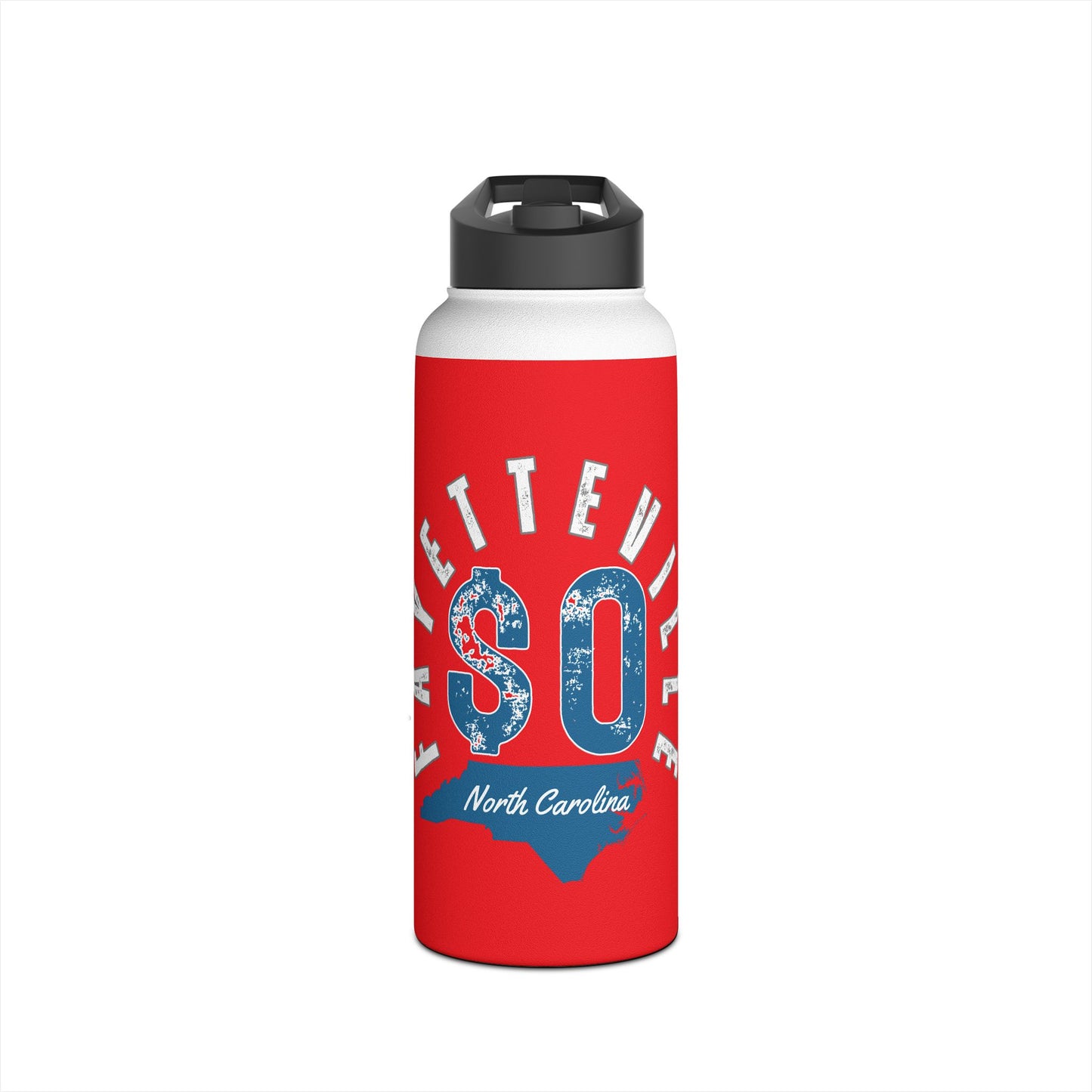Fayetteville, NC Stainless Steel Water Bottle - Bold Red Design