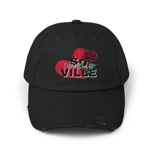 $o F@yetteVILLE Unisex Distressed Cap with Floral Heart Design - Perfect for Everyday Style and Special Occasions