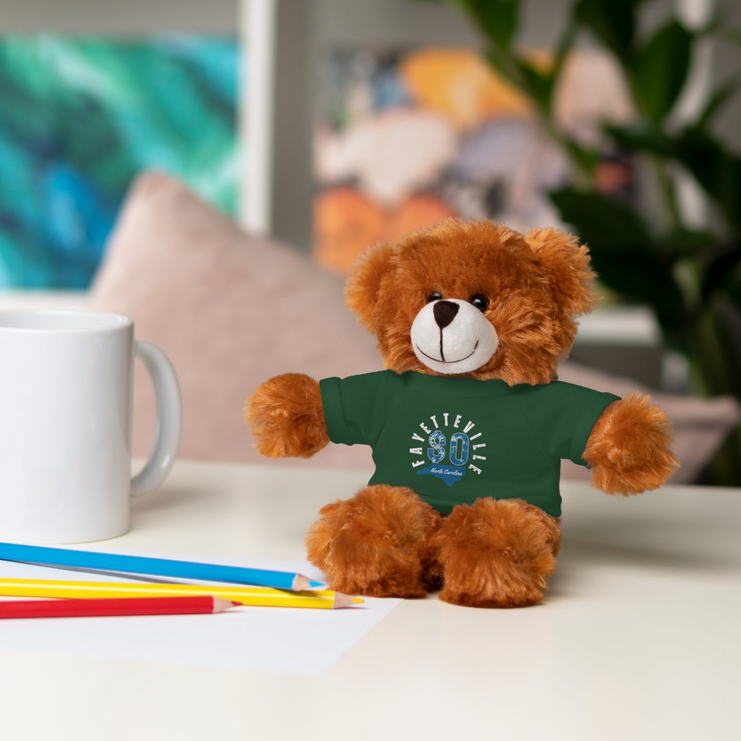 $o Fayetteville Personalized Stuffed Bear with T-Shirt – Perfect Gift for Kids and Celebrations
