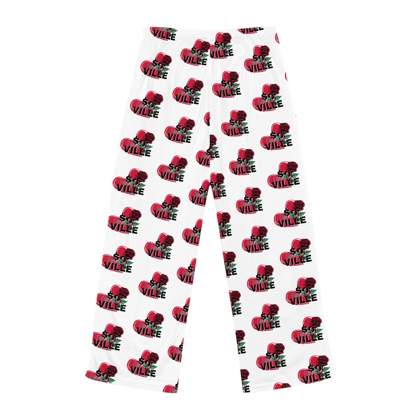 Cozy Women's So Fayetteville Pajama Pants with Fun Red Rose Design