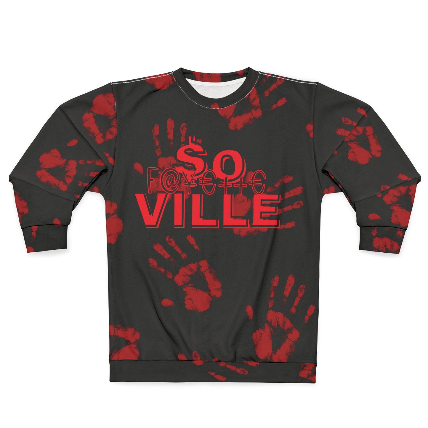 Feelin' Myself Edgy Unisex Sweatshirt | 'SO VILLED' Design with Red Handprints